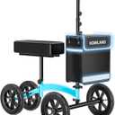 HOMLAND Knee Scooter Walker for Adults Foot Injuries Ankle Surgery, Foldable Steerable Leg Scooters with Dual Handbrake, Height Adjustable Handle & Knee Pad, Removable Storage Bag, 300 lbs Capacity