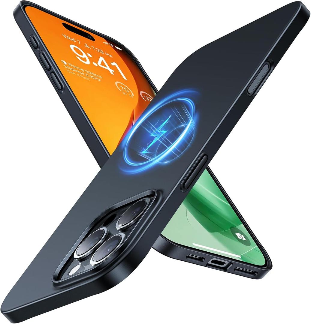 TORRAS Magnetic Slim Fit for iPhone 16 Pro Case, 6.3 inch, Ultra-Thin Case Compatible with MagSafe, Lightweight Matte Anti-Scratch Hard PC Cover Phone Case for iPhone 16 Pro OriginFit, Black