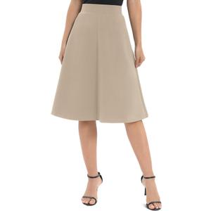 Urban CoCo Women's A-Line Elastic High Waist Flare Work Midi Knee Length Stretchy Skirt (Medium)