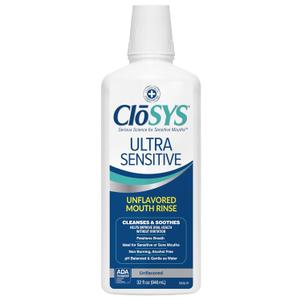 CloSYS Ultra Sensitive Mouthwash, Unflavored Alcohol Free, Dye Free, pH Balanced, Helps Soothe Entire Mouth  32 Oz
