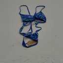 WDIRARA Women's Cut Out Triange Criss Cross Backless Thong Sexy One Piece Bathing Suit (Blue) XS 