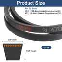 Uxcell 2 Pcs 3L470 Classic Wrapped Rubber V-Belt, 47"(1194mm) Outside Circumference, 3L Profile V Belt 3/8" Width 7/32" Height