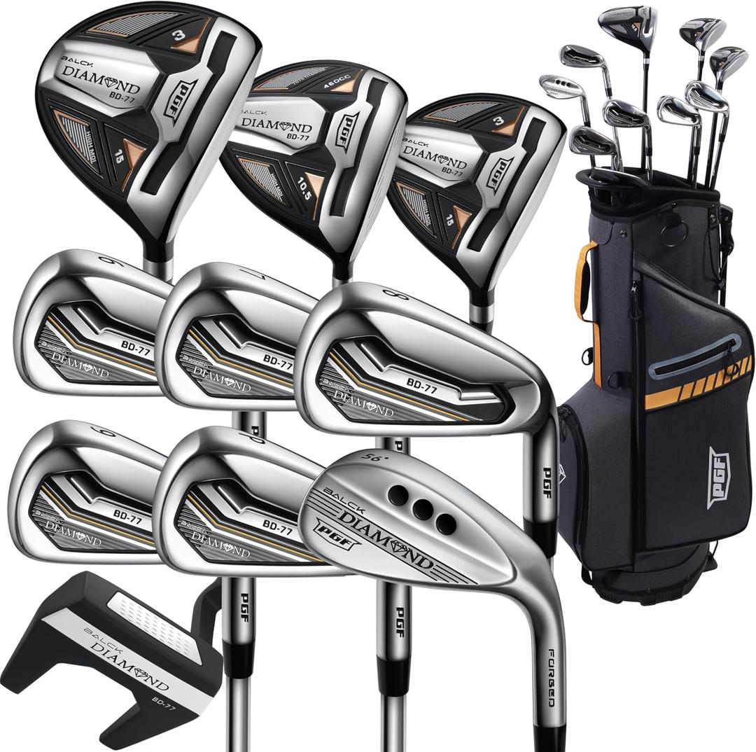 PGF Labs Men's BD-77 Complete Golf Club Package Set, Graphite & Steel [14-Pieces][Flex: Regular] [Hand: Right] [Length: Standard]