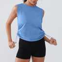 Workout Tops for Women Lightweight Yoga Shirts Athletic Top Gym/Running Cropped Tank Tops Baby Blue (Blue)