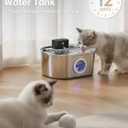 Cat Water Fountain Wireless - Stainless Steel 3.2L/108oz Cordless Pet Fountain - Battery Operated Automatic Water Dispenser for Cats Indoor, with Motion Sensor & Quiet Pump