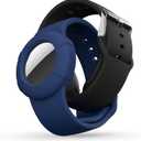 Air tag Wristband Kids(2 Pack) - Soft Silicone Air tag Bracelet for Kids - Lightweight GPS Tracker Holder Compatible with Apple Air tag Childs Watch Band Kids (Black & Navy Blue)