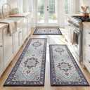 Kitchen Rugs Set of 3, Washable Non-Slip Kitchen Mats for Floor with Rubber Backing, 1'8" x 4'11"