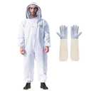 LONGADS Professional Bee Suit for Men and Women, Full Body Beekeeping Suit with Gloves & Protective Round Veil, Size XXL (Fits 69-73 Inches / 5'9"-6'1") for Apiary & Backyard