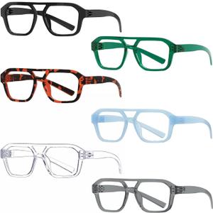 Eyekepper 6-Pack Reading Glasses Men Women, Metalless Screwless Spring Hinges, Anti-Slip Temples, Pilot Frame Readers, +2.25