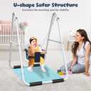 Hapfan Toddler Swing with Stand, Heavy Duty Baby Indoor Outdoor Swing Set with Safety Harness, Foldable Metal Frame, 55lbs Capacity