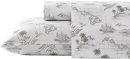 Tommy Bahama- Queen Sheet Set, Cotton Percale Bedding Set, Crisp & Cool, Stylish Home Decor (Koya Bay Grey, Queen)