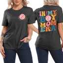 Mom Shirt for Women Boy Mama Graphic Short Sleeve Mom Life Casual Tee Tops (Gray, S)