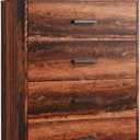 WLIVE Wood Dresser for Bedroom with 4 Drawers, Tall Dresser with Sturdy Metal Frame, Wooden Chest of Drawers for Hallway, Living Room, Closet, Brown Oak