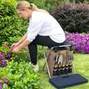 Garden Folding Gardener Stool with Gardening Tools Insulation Garden Bags Plus 5 Garden Tools and Gardening Kneeler Ideal Gift for Mother's Day/Father's Day (Navy Blue)