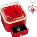 Beferr Valentines Day Gifts for Her Preserved Real Rose with Necklace Eternal Roses Forever Flowers for Delivery Prime Mothers Anniversary Birthday Gifts for Women Mom Grandma Wife Daughter Girlfriend