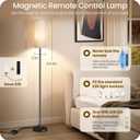 Set of 2 Dimmable Floor Lamps for Living Room with 2 Remotes and Foot Switch, 64.4Modern Standing Tall Lamp, Corner Lamp for Bedroom, Bulb Included, 3000K-6500K, Beige Shade E06LDP205W1