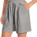 CHICMERS Women's Lounge Athletic Shorts with Pockets, 6.1" Sweat Shorts Women, Summer Casual Elastic Walking Running Shorts, Grey, Medium