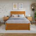 AFI Portland Full Wood Platform Bed with Footboard, Light Toffee