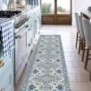 24x87 DEXI Kitchen Floor Mats Cushioned Anti Fatigue Runner Rug Blue and White