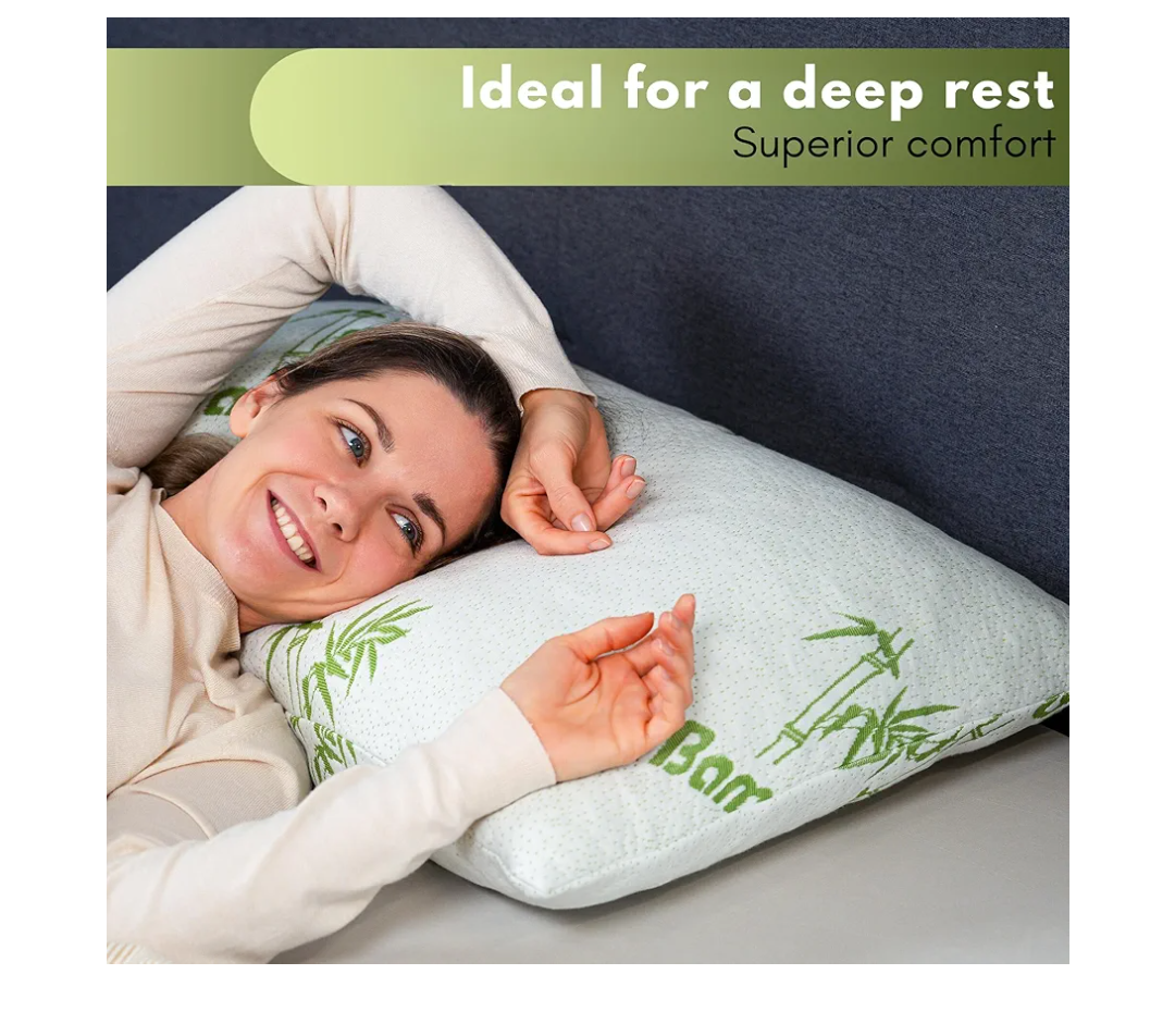 Adjustable Pillow - Standard Memory Foam Pillows Firm Cooling Pillow with Removable Cover Ergonomic Bamboo Design for Back Sleepers