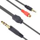Duttek 1/4 to 3.5mm and RCA TRS Stereo Audio Cable, 2 in 1 6.35mm 1/4 Male to 3.5mm 1/8 Male and RCA Female Audio Cable for Speaker, Guitar or AV Receiver 1.65FT/50cm