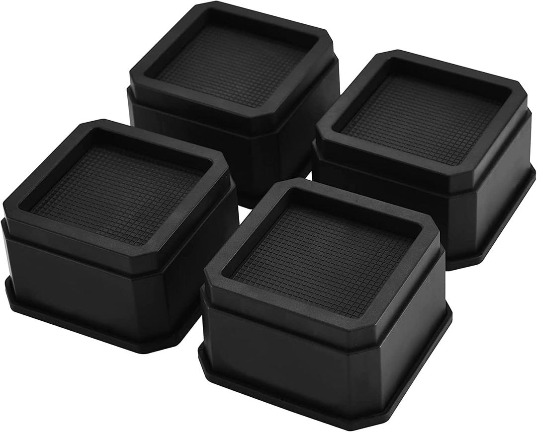Bed Risers 2 Inch Heavy Duty Durable Plastic Unbreakable with Pillar Reinforce Furniture Risers Lifts for Sofa and Dorm Bed, Set of 4pcs Risers with Rubber Pad