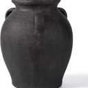 9.5'' Tall Black Terracotta Vase, Antique Black Ceramic Vase, Large Pottery Vases for Home Decor, Distressed Vintage Pottery with 3 Ear Design and Matte Finish