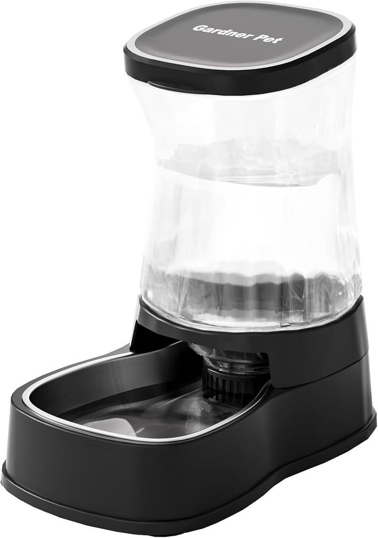 Gardner Pet Automatic Gravity Water Dispenser for Dogs, 1Gallon Stainless Steel Dog and Cat Water Bowl Dispenser, Dog Water Fountain Dispenser for Small&Medium Dogs, Cats, Puppies(Black)