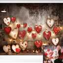 Valentines Backdrops for Photography Kate Vintage Wall Backdrop Red Heart Photo Backdrops Pets Photography Photo Backdrop, 10x8ft