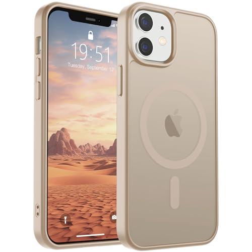 SUPFINE Magnetic for iPhone 12 Case/iPhone 12 Pro Case (Compatible with MagSafe)(Military Grade Drop Protection) Slim Translucent Matte with Anti-Fingerprint Phone Case,Desert Gold