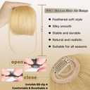 NAYOO Bangs Hair Clip - Light Blonde Fake Bangs 100% Real Human Hair Extensions Wispy Bangs for Women Fringe with Temples Hairpieces Curved Bangs for Daily Wear