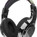 QearFun Kids Bluetooth 5.3 Headphones, Wireless Metallic Gradient Headset, Lightweight Foldable On Ear Headphones with Aux Cord, Fast Charging, Built-in Mic, for School/Travel/Tablet/iPad (Black)