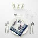 Hand Block White Cloth Napkins Set of 6  Elegant Cotton Napkins for Dinner, Weddings, Reusable Everyday Use  Decorative Floral Napkins Everyday for Kitchen & Home Decor (6, Purple, 18X18 Inches)