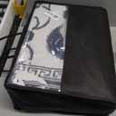 OLANLY Waterproof Outdoor Rug 5x8 ft, Outdoor Plastic Straw Rug with Flower Pattern, Reversible RV Mat for Patio, Camping, Balcony, Deck, Backyard, Navy & White