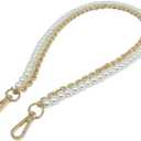 Model Worker 31.5" Imitation Pearl Chain Purse Strap Replacement Handbag Shoulder Bag Clutches Chain Strap with Metal Buckles (Gold)
