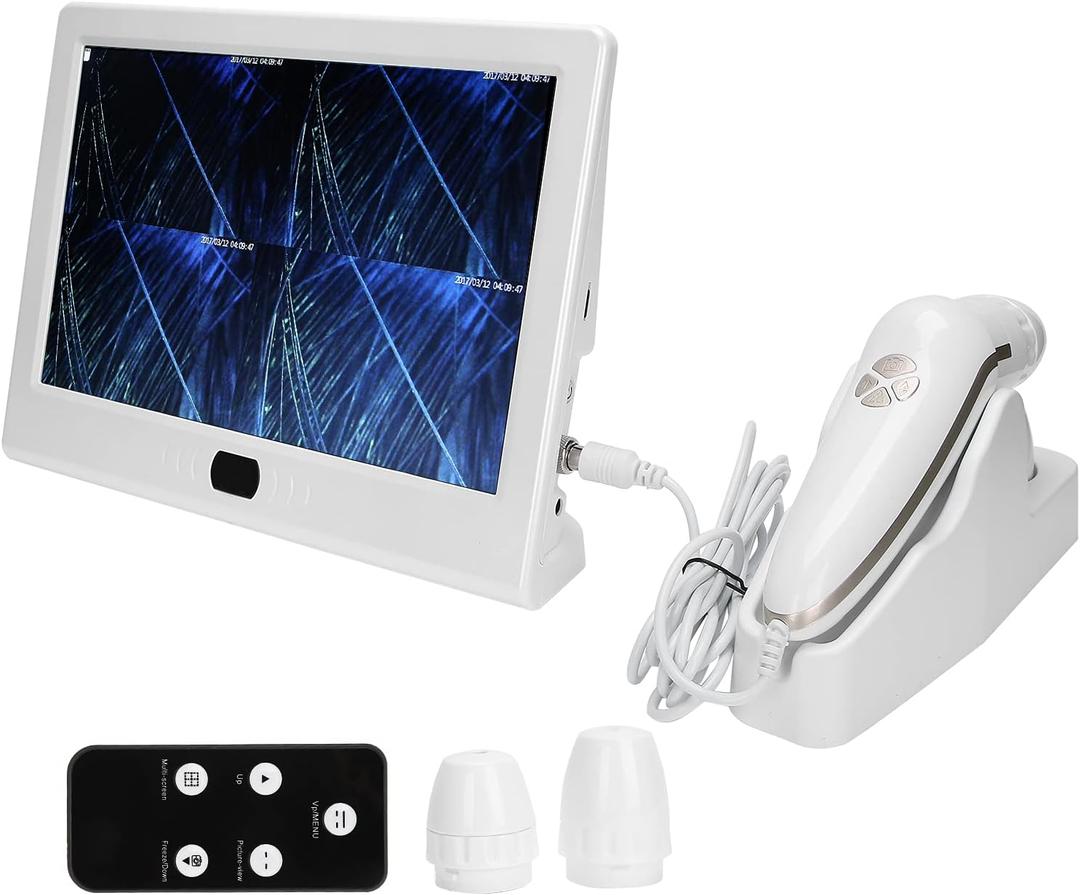 Scalp Detector, 13inch 50X/200X Lens MultiFunctional Rechargeable Digital Hair Skin Analyzer Microscope Magnifier High Sensitivity Hair Follicle Skin Analyser Tester Machine with 3 Light Modes(US)
