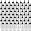 JAPCHET 100 Pcs 2oz Empty Plastic Squeezing Bottles, 60ml Plastic Bottles with Twist Top Cap, Clear Condiment Squeeze Bottles for Oil, Ketchup, Mustard, Sauces, Dressing, Art, Crafts and More
