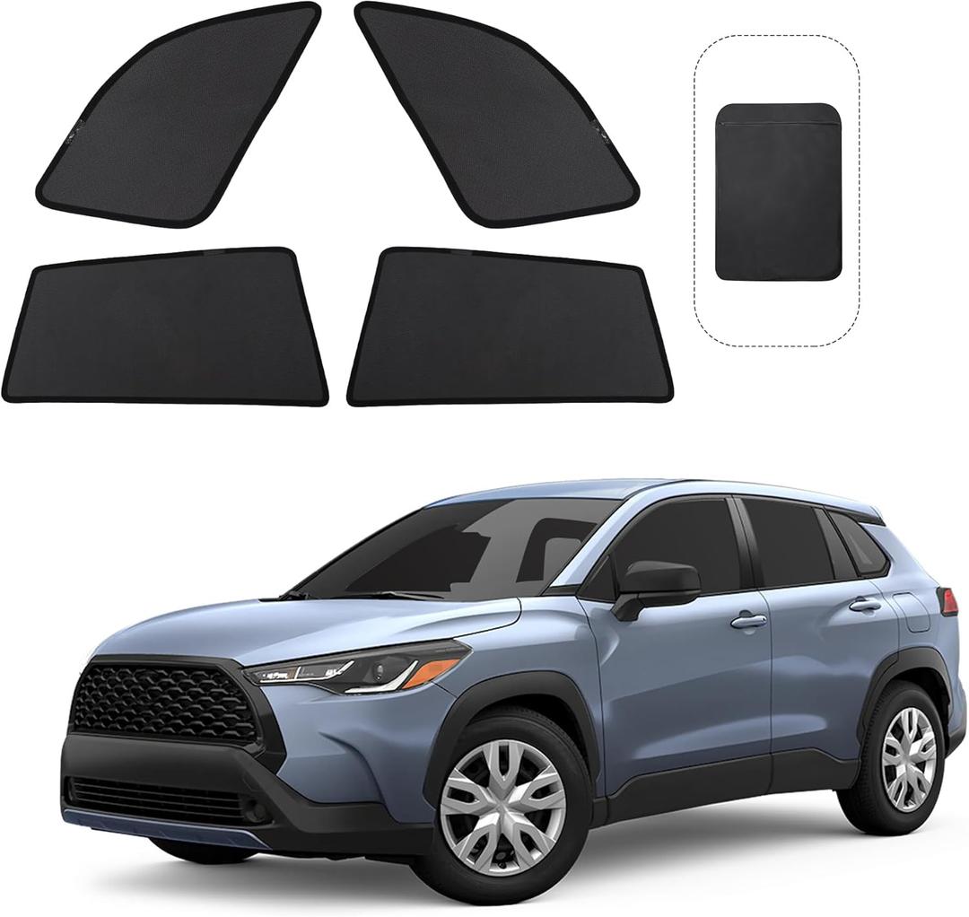 Front Side Half Window Shade Foldable Custom Fit for Toyota Corolla Cross 2022-2024(Not for Corolla) Car Window Shades for Side Window Sun Shade UV Protection Heat Insulation 4PCS