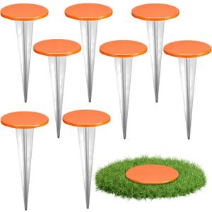 8 Pack Permanent Property Line Markers 7x3 Inch Galvanized Alloy Boundary Markers Heavy Duty Garden Stake for Property Land Survey Stakes for Home Depot Septic Tank Yard Paver Ground Landscape, Orange