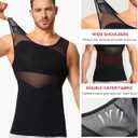 Nebility Mens Compression Shirt for Gynecomastia - Sleeveless Slimming Undershirts Body Shaper Vest Mesh Shapewear Workout Tank Tops Black (Black)