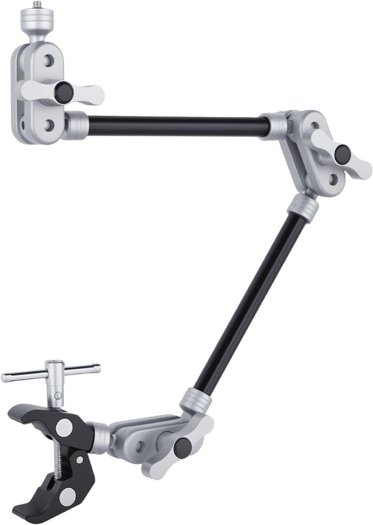 UTEBIT 22" Magic Arm w Clamp Mount, Desk Camera Mount Articulating Friction Boom w Arm 1/4" Thread Adapter, Overhead Desk Phone Mount for Video Light Webcam Microphone Action Camera Content Creators