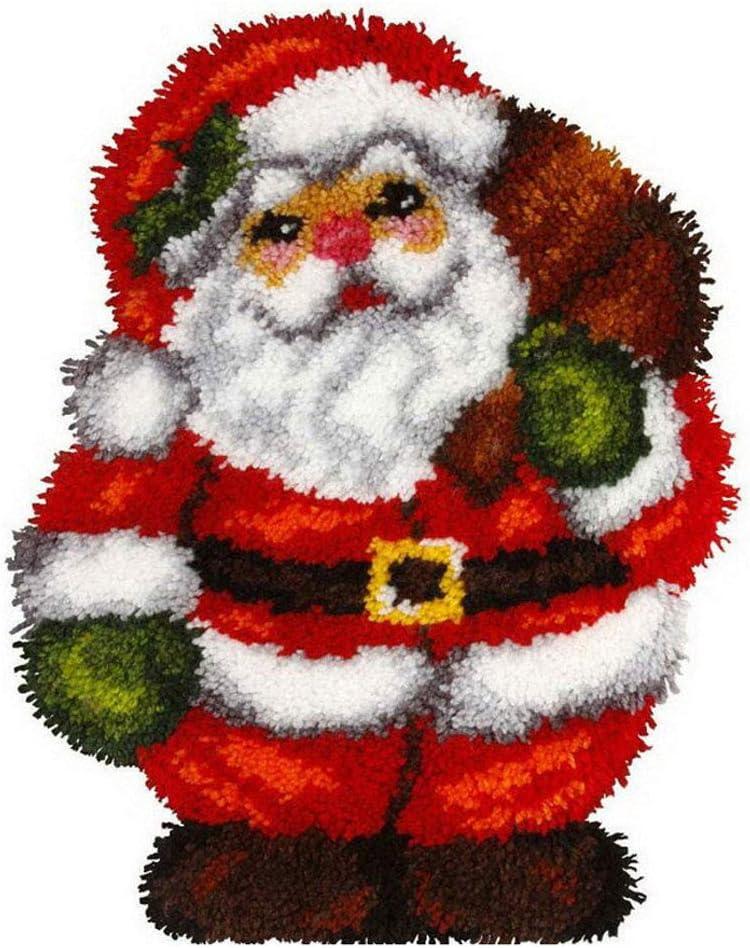 MIAOLLUN Latch Hook Rug Kits, 3D Printed Canvas Christmas Santa Decor Crochet Tapis Needle for Carpet for Crafts 20.4" X 15.0",Santa Claus