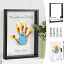 Kaciola Family Handprint Kit, DIY Newborn Keepsake Frame, Baby Hand and Footprint Kit, Unique New Baby Gift for Mothers Day Crafts Anniversary (Black)