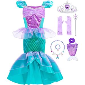 Oskiner Mermaid Costume for Girls,Mermaid Dress for Girls Kids (4-5Years, Blue)