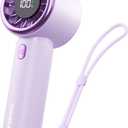 SWEETFULL Mini Fan Portable - Cute Handheld Turbo Fan with Rechargeable Battery, 5 Speeds, Small Hand Personal Travel Essentials for Women, Girls, Kids, Lash, Makeup - Purple