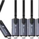 Lemorele Wireless HDMI Transmitter and Receiver, Aluminum Alloy Deep Gray, 5Ghz up to 656ft, 1080P 60Hz, Plug and Play with TuTuPlay App Monitor, for Security, Streaming, Home Theater, PC/TV. 1TX+4RX