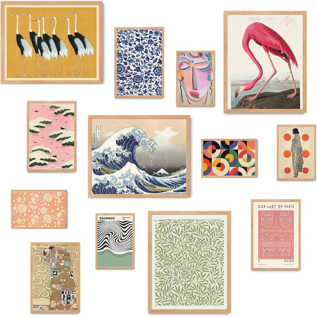 Maximalist Prints for Eclectic Home Decor, 13pcs Maximalist Wall Decor for Living Room, Gallery Wall Art Prints Aesthetic Pictures Bedroom Decor, Trendy Wall Posters for Dorm Room Decor