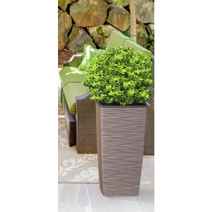Mueller M-Resin Heavy Duty Tall Planters for Outdoor Plant, Indoor Grande Plant Pot, Boxes, Trees, Flower Pot, 27.5, Modern Design, Built-in Drainage, Front Porch Deco