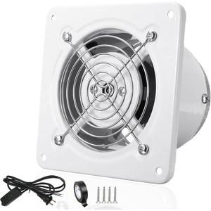4'' Wall-Mounted Exhaust Fan, Small Bathroom Metal Iron Ventilation Fan, IPX4 118CFM Window Extractor Fan with Anti-backflow Check for Toilet, Office, Garage, Attic (White)