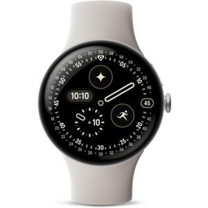 Google Pixel Watch 4 (45mm) - Android Smartwatch with Heart Rate and Sleep Tracking - 40-Hour Battery - Fitness Tracking - Google AI - Polished Silver Aluminum Case - Porcelain Active Band - Wi-Fi